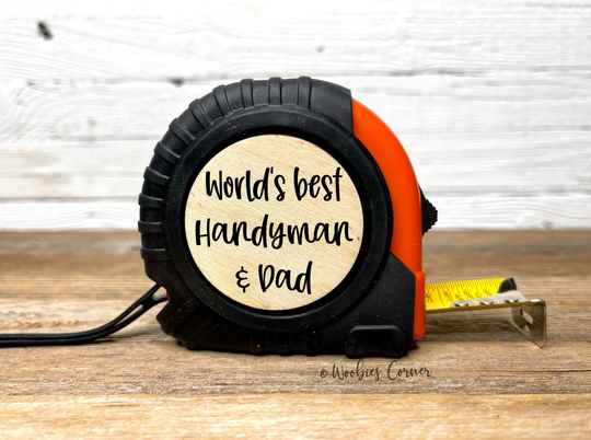 World's Best Handyman & Dad Tape Measure, Personalized Engraved Gifts For Grandpa, Custom Measure