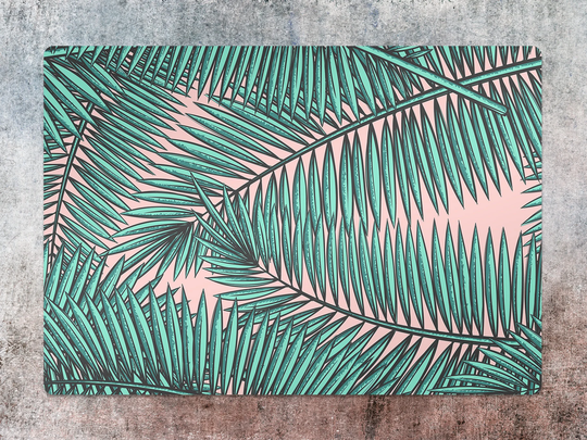Leaves Chair Mat, Mint Protective Pink Splat Plants Vinyl Floor Pvc Decorative Gift Idea, Game Room Rug