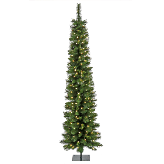 6 ft. Pre-Lit Nooksack Fir Pencil Slim Tree with LED Lights - 6 ft