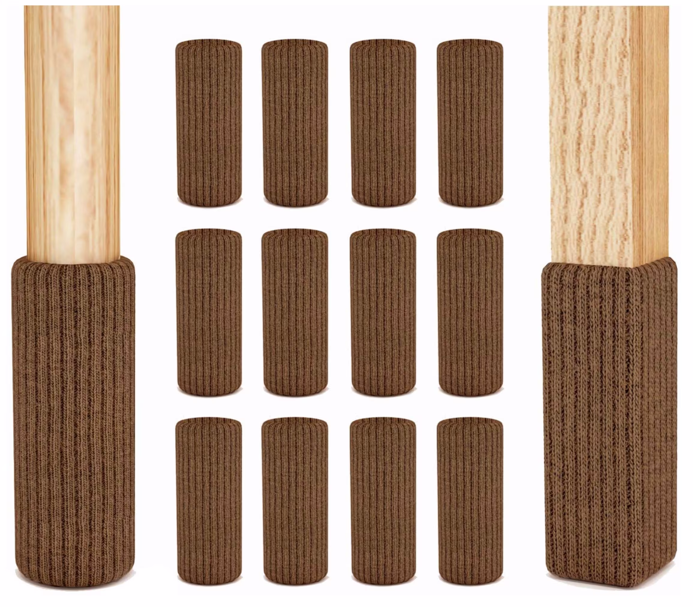 Chair Socks, Brown Color For Hardwood Floors, Do Not Easily Fall Off With Grip Ties, Fits All Leg Shapes, High Elastic Bar Stool Covers