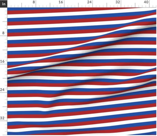1" Horizontal Stripes Fabric By The Yard | Patriotic Summer 4Th Of July Red White Blue Independence Day America