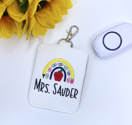 Classroom Doorbell Holder, Sunscreen Stick Lanyard Accessory, Teacher Gift, Appreciation, Pencil Rainbow