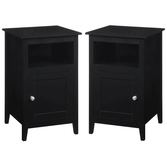 Storage Cabinet End Table with Shelf in Black - Set of 2 - 54 x 84
