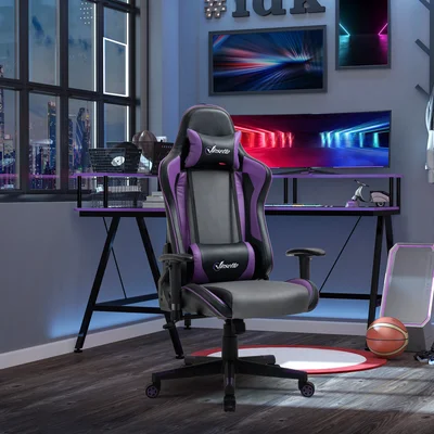 Gaming Chair Racing Style Ergonomic Office Chair High Back Computer Desk Chair Adjustable Height Swivel Recliner With Headrest And Lumbar Support, Gre
