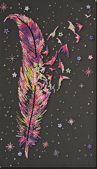 Diy Bead Embroidery Kit On Art Canvas "Feather" Size 7.8"×15.3" | 20×35 cm, Gift | Abris
