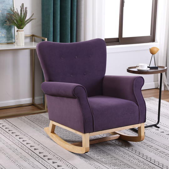 Modern Rocking Chair, Upholstered Accent Chair for Nursery, Bedroom and Living Room, Contemporary Rocker, Cushioned Arm Chair