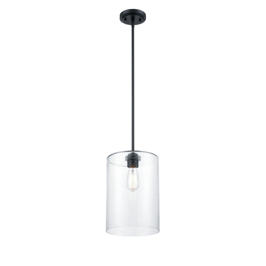 Millennium Lighting Moven 1 Light Mini-Pendant in Multiple Finishes with Seeded Glass Shade