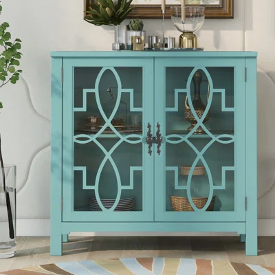 36 Wood Accent Buffet Sideboard Storage Cabinet With Doors And Adjustable Shelf, Entryway Kitchen Dining Room