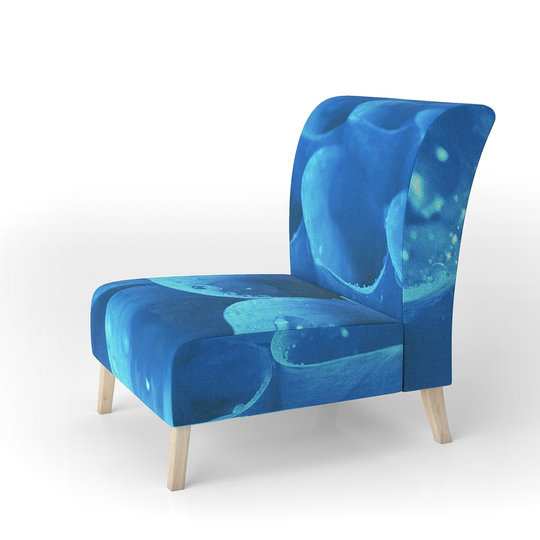 Designart 'Large Light Blue Flower and Petals' Upholstered Floral Accent Chair