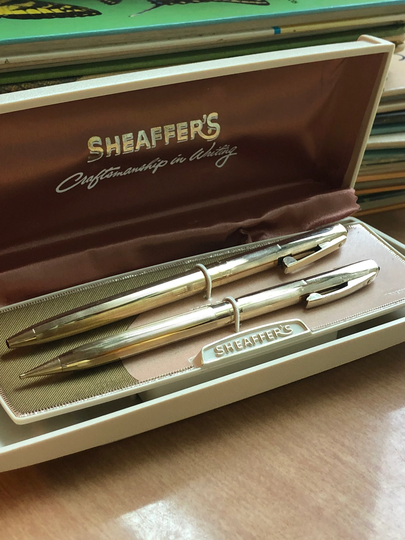 Vintage W A Sheaffer's Ball Point Pen Pencil Box Set Mid Century Retro