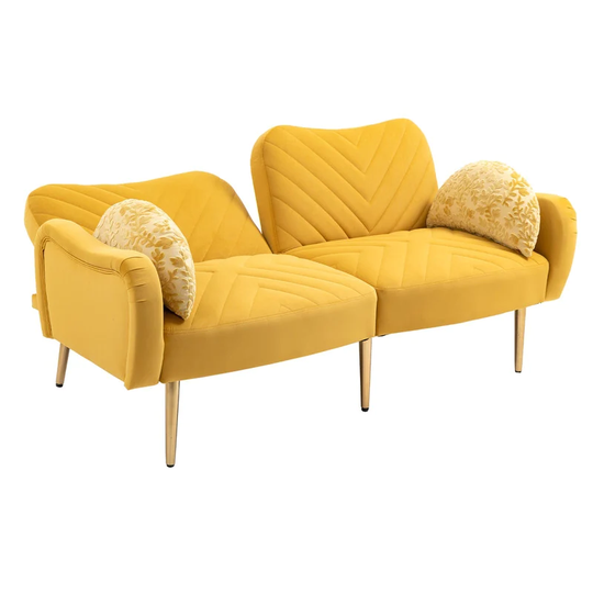 Modern Velvet Sleeper Sofa, Loveseat Sofa with metal feet