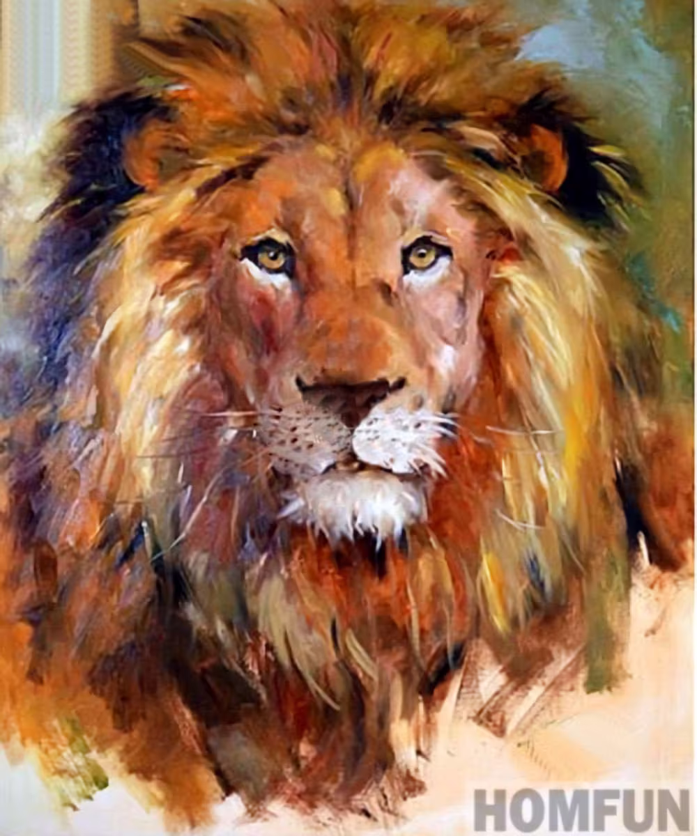King Lion A Portrait Diy 5D Diamond Painting Kit Full Square & Round Drill