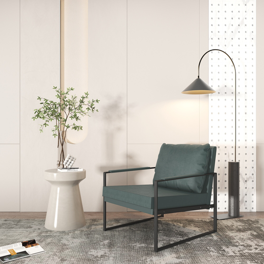 PU Leather Accent Chair Arm Chair with Padded Backrest & Seat Cushion