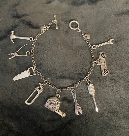 Girls Like Tools, Too Handmade Stainless Steel Charm Bracelet