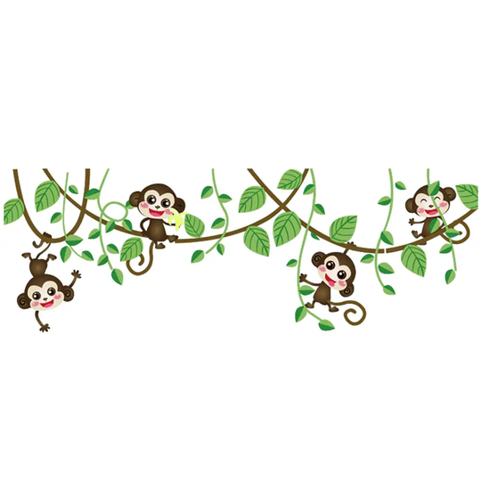 Bedroom Decor Monkey Branches Pattern Adhesive Wall Sticker 50 x 70cm - Colorful