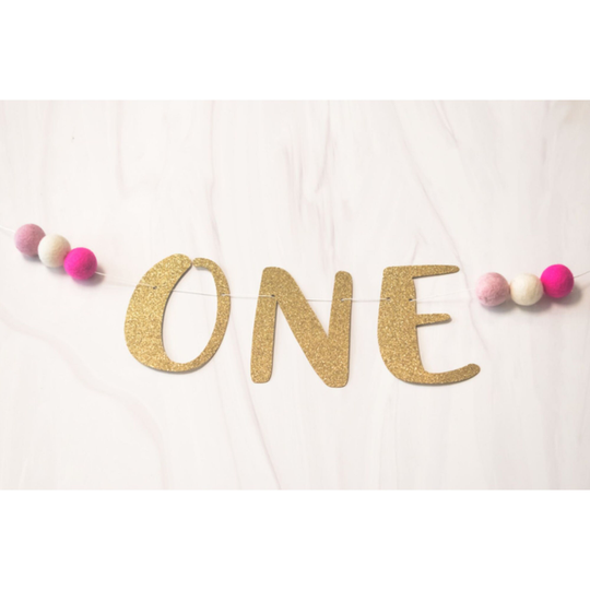 First Birthday High Chair Banner, Valentines Day Birthday, Glitter Decor, One