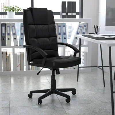 High Back LeatherSoft Soft Ripple Upholstered Swivel Office Chair w/Arms