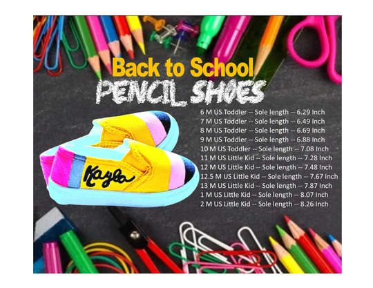 Back To School Pencil Shoes For Toddlers & Youths