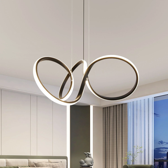 Modern 50W LED Integrated Black Kitchen Pendant Light - 21.2*21.2*70H