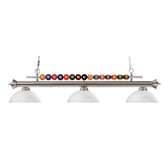 Avery Home Lighting Shark 3-light Island/Billiard Dome Matte Opal-finished Light - Purple - Brushed Nickel