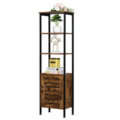 4-Tier Storage Cabinet With Door And Inside Shelf