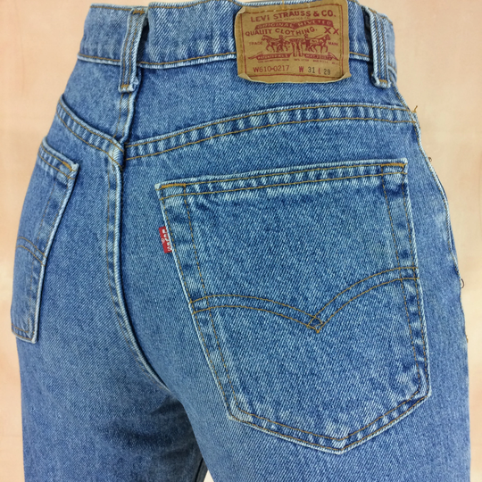 Size 27 Vintage Levis 610 Distressed Light Wash Tiny Waist Jeans High Waisted Slim Fit Girlfriends Petite Made in Usa