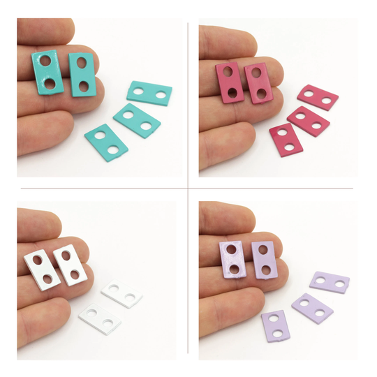 2 Pcs Colored Plated Button Charms, Pendant, Jewelry, Charms, | 11x20mm Clrd-5