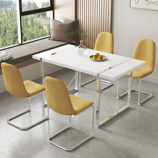Set of 4 Dining Chairs,Accent Chairs with Soft Linen Fabric Cover Cushion Seat