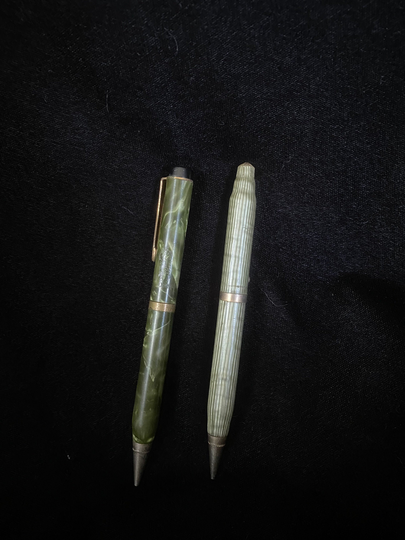 Pair Of Vintage Antique Green Mechanical Pencils