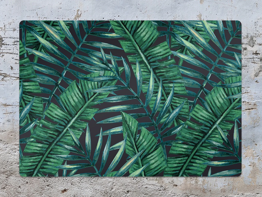Tropical Palm Leaves Chair Mat, Green Splat Vinyl Floor Exotic Protective Pvc Office Room Rug, Kids Decor