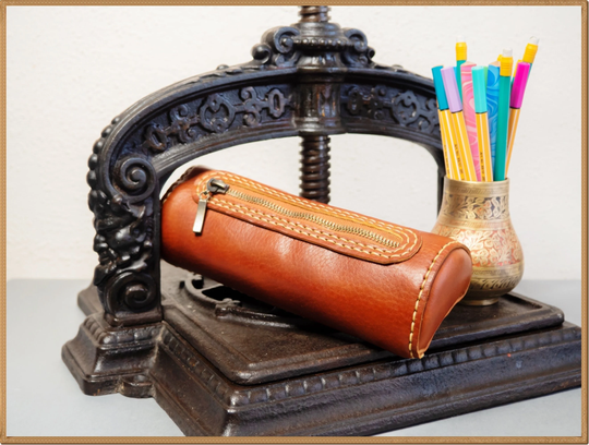 Sadle Tan Tube Pencils Or Pens Case
