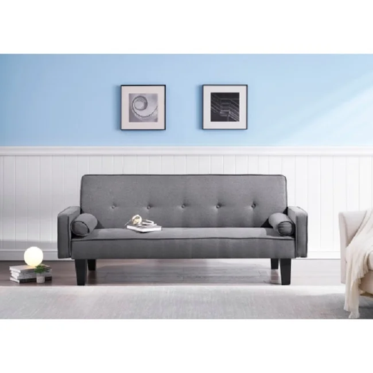 sofa convertible into sofa bed includes two pillows 72" dark grey cotton linen sofa bed for family living room
