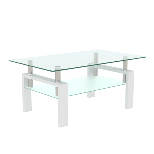 Glass Coffee Table, 2-Tier Clear End Table Center Tables