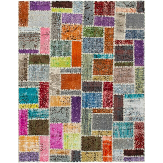 ECARPETGALLERY Hand-knotted Color Transition Patchwork Multi Wool Rug - 5'7 x 7'11
