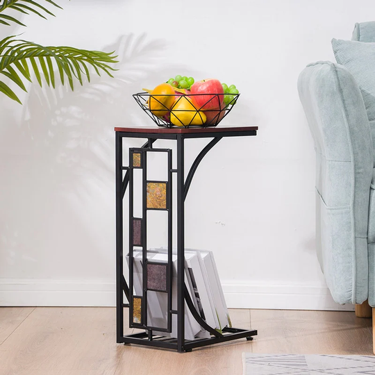 C Type Iron Sofa Side Table Coffee Table with Gravel Decoration