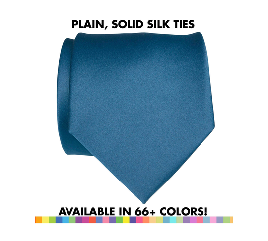 Plain Silk Tie, Solid Color Tie. Mens Silk Necktie, Ties For Groom & Groomsmen, Wedding Party That Match. Satin Necktie Him
