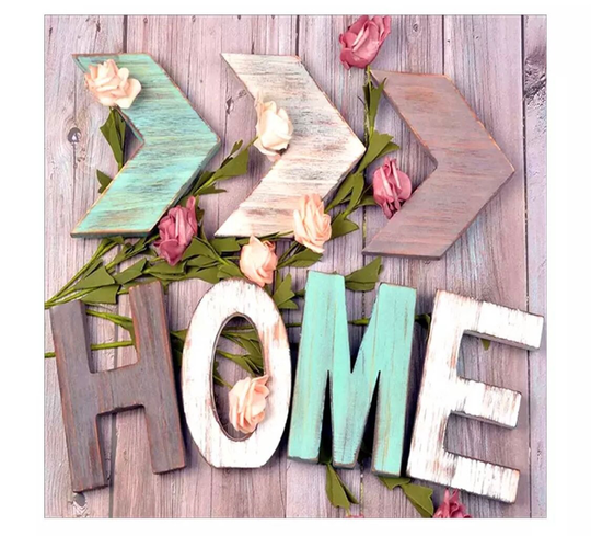 Us Seller. 30x30cm Lovely Home, Diamond Painting Kit. Round Full Drills, Poured Glue Adhesive. Fast S&h