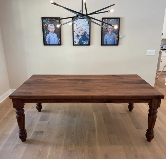 Classic Walnut Farm House Table - Baluster Turned Legs