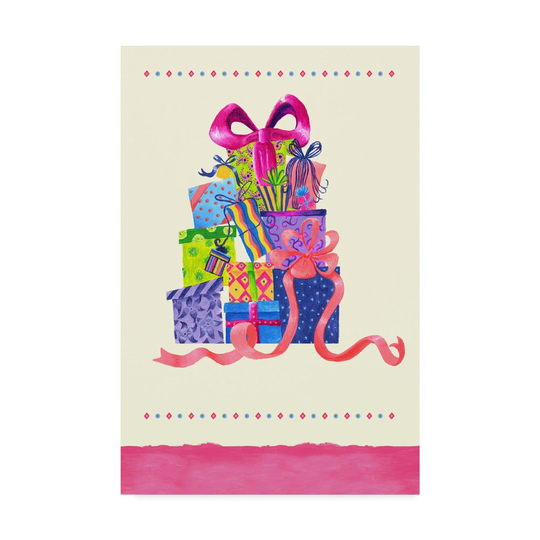 Green Girl Canvas 'Stack of Gifts' Canvas Art - Multi-color