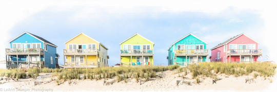 Nags Head Sand Dunes Colored Beach Houses Print Fine Art Photo Coastal North Carolina Nc Outer Banks Obx Canvas Luster Paper Cape Hatteras