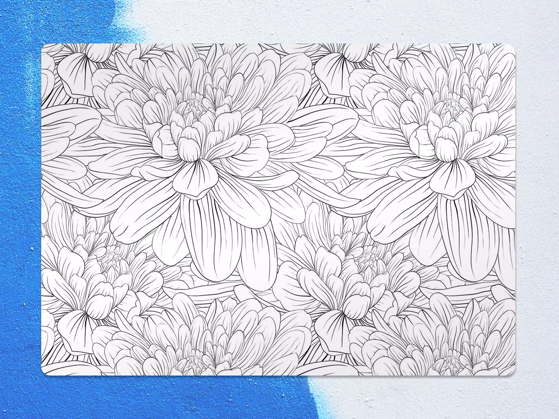 White Lotus Chair Mat, Black Splat Vinyl Floor Sketch Protective Pad, Area Rug, Housewarming Gift
