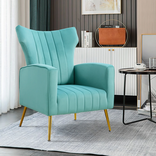 Modern Velvet Accent Chair with Arms, Wingback Reading Chair, Comfy Upholstered Single Leisure Sofa
