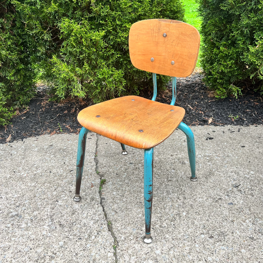Vintage School Chairs, American Made, Wood & Metal, Mcm, 14" Small Sized, Elementary Size