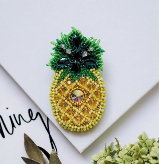 Diy Beaded Brooch Kit Pineapple, Beaded Brooch Pin, Ukraine, Floral Brooch, Bead Embroidery Kit, Diy For Adults