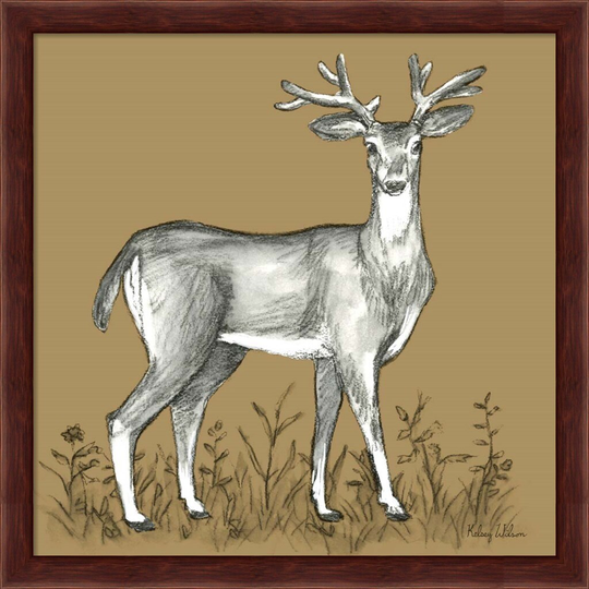 Kelsey Wilson 'Watercolor Pencil Forest color XI-Deer 2' Framed Art