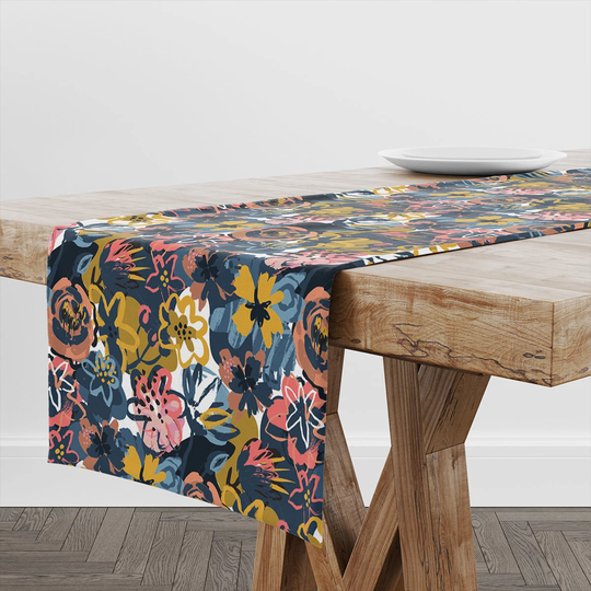 Table Runner Artistic Floral Pattern | Unique Design Decor High Quality Textile & Print Made in Eu