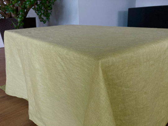 Pastel Green Linen Table Cloth, Easter Cover, Soft Pure Flax Tablecloth, Natural Fabric, Spring Kitchen Decor