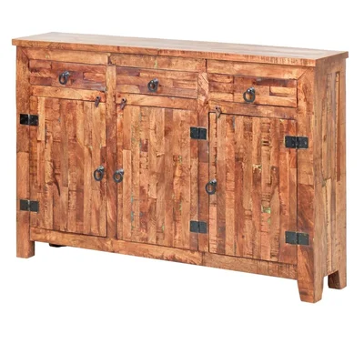 61 Inch Reclaimed Wood Slim Dining Sideboard With Drawers, Modern Farmhouse