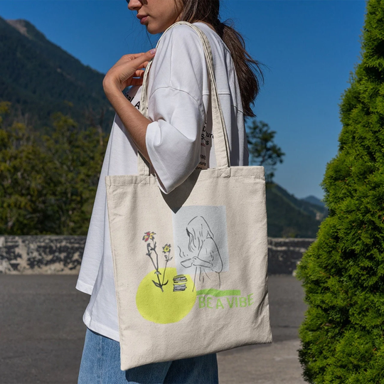 Be A Vibe Tote Bag -Aesthetic Tote Bag, Woman Line Art Tote, Woman Bag, Abstract Woman Art, Minimal Bag