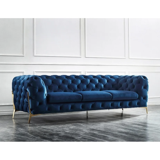 Divani Casa Sheila Modern Dark Blue Fabric Sofa